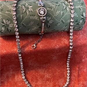 Elegant Silver-tone CZ Necklace and Bracelet Set